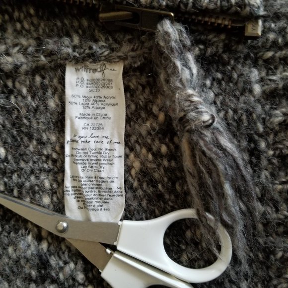 Warm, unisex S, M, L, zip jacket/sweater vintage, alpaca wool, Wilfred Free grey - Picture 8 of 8